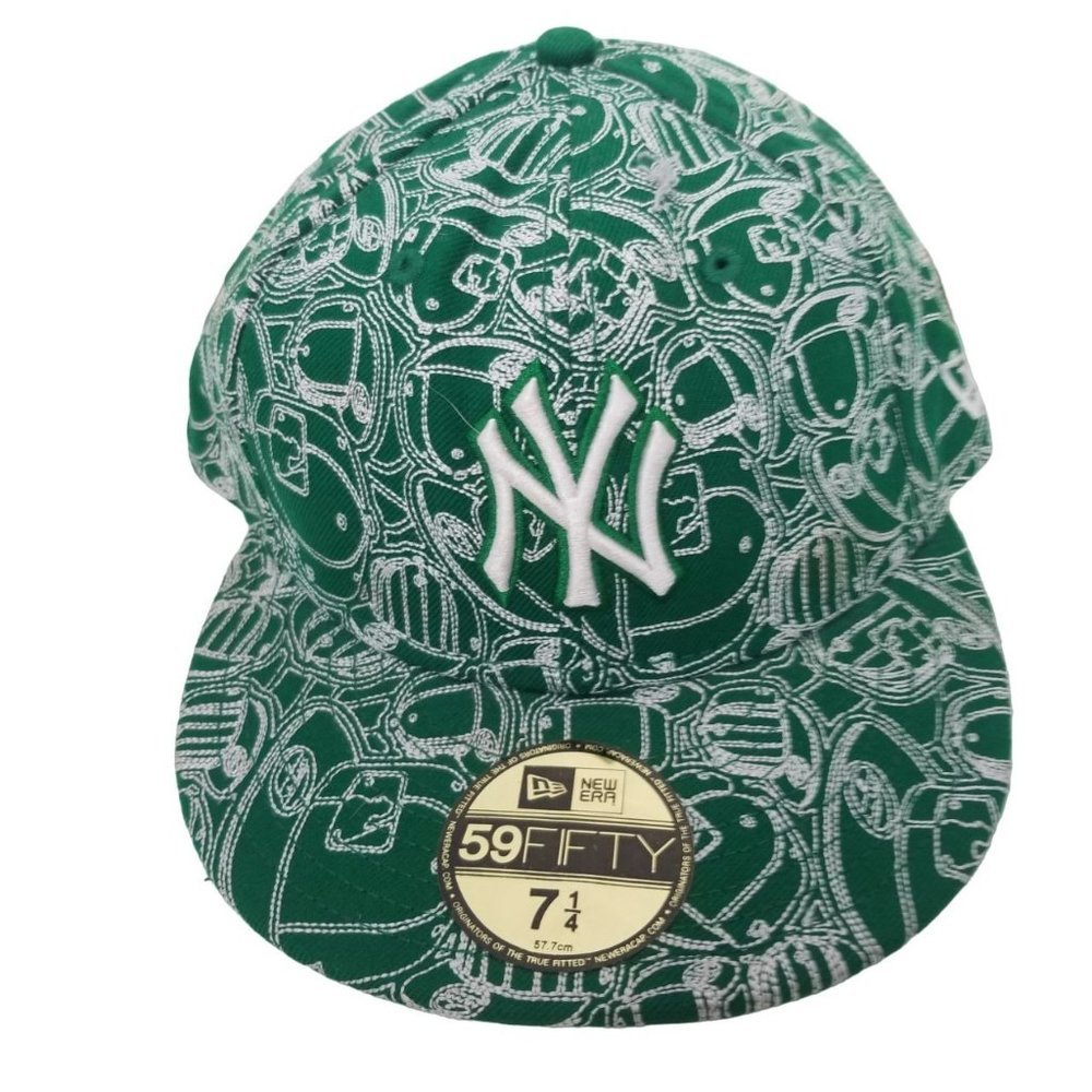 59Fifty Mens 7 ¼ Green/White Stitching New Era New York Yankees Cap Hat NWT